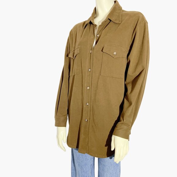 Vintage JONES NEW YORK Cotton Knit Button Down Shirt in Khaki / size Small - Picture 5 of 8